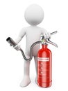 3D white people. Fire extinguisher Royalty Free Stock Photo