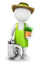 3d white people gardener with a watering can