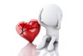 3d White people with heart broken. Love concept. Royalty Free Stock Photo