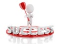 3d white people hit the red target. success in business Royalty Free Stock Photo