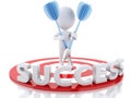 3d white people hit the red target. success concept Royalty Free Stock Photo