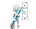 3d White people marking ticks in checklist. Royalty Free Stock Photo