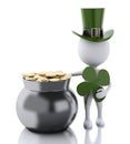 3d white people with pot with gold coins. St patricks day concept