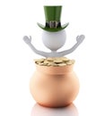 3d white people with pot with gold coins. St patricks day concept