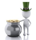 3d white people with pot with gold coins. St patricks day concept