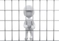 3D White people in prison. Royalty Free Stock Photo