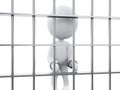 3D White people in prison. Royalty Free Stock Photo