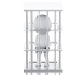 3D White people in prison. Royalty Free Stock Photo