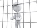 3D White people in prison. Royalty Free Stock Photo
