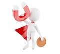 3d White people with red cape and horseshoe magnet Royalty Free Stock Photo