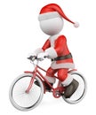 3D white people. Santa Claus riding on a red bike Royalty Free Stock Photo