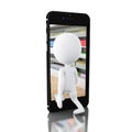 3d White people shopping with smartphone. Shop online concept. Royalty Free Stock Photo