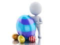 3d white people standing next to an Easter egg. Royalty Free Stock Photo