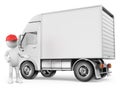 3D white people. White delivery truck Royalty Free Stock Photo