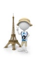 3D white peoples - selfie the Eiffel Tower Royalty Free Stock Photo