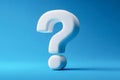3d white question mark with textured surface standing against vibrant blue background symbolizing curiosity inquiry and problem Royalty Free Stock Photo