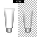 3d white realistic cosmetic package icon empty tubes on transparent background vector illustration. Realistic white Royalty Free Stock Photo