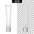 3d white realistic cosmetic package icon empty tubes on transparent background vector illustration. Realistic white Royalty Free Stock Photo