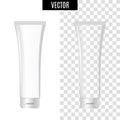 3d white realistic cosmetic package icon empty tubes on transparent background vector illustration. Realistic white Royalty Free Stock Photo