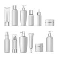 3d white realistic cosmetic package icon set empty tubes on white background vector illustration