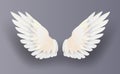 3D white realistic layered.Creative paper cut and craft style.Minimal angel wings on isolate background.Happy Valentines day Royalty Free Stock Photo