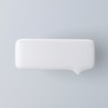 3D white rectangular speech bubble icon on a grey background.