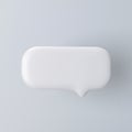 3D white rectangular speech bubble icon on a grey background.