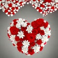 3D white and red floral heart bouquet, created with Generative AI