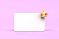 3d white reminder pop up bell push notification symbol. Empty application message on pink background. Blank note icon copy space