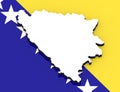 3D map of Bosnia and Herzegovina on the national flag