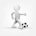 3D white small people with a soccer ball icon logo