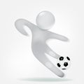 3D white small people with a soccer ball icon logo