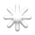 3D white snowflake icon. 3d snow weather element isolated on white background. Realistic glossy plastic 3d render design Royalty Free Stock Photo