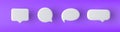3D white speech bubble icon set on a purple background. Royalty Free Stock Photo
