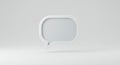 A 3D white speech bubble with a minimalist design is centered on a plain, light gray Royalty Free Stock Photo