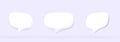 3D White speech bubbles, chat icons for text, message, dialog 3d render. Blank notification icons, empty talk boxes for