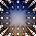 3d white spheres, blue and brown gradient background. Mesh. Fractal pattern. 3D background, 3d rendering Royalty Free Stock Photo