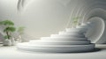 3D White Staircase Podium for Product Presentation - AI Generated