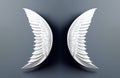 3d white two angel wings realistic mockup isolated background. Abstract freedom symbol. Ai generated image Royalty Free Stock Photo