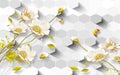 3D White wallpaper with grey elements,