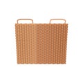 3D wicker basket of square shape and braided texture, hamper with two handles