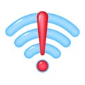 3D WIFI icon with exclamation point, isolated on a transparent background. Wireless internet connection without Royalty Free Stock Photo