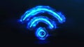 3d wifi signal symbol, neon light effect. Wireless technology wave sign set. Digital radar circle network modern design