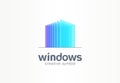 3d windows, glass creative symbol concept. Construction, architecture, real estate, abstract business logo idea. Home Royalty Free Stock Photo