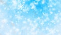 3D winter snow flakes particles falling on blue gradient background Royalty Free Stock Photo