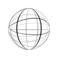 A 3D wireframe globe composed of intersecting black lines creates a spherical shape. Royalty Free Stock Photo