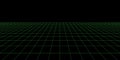 3d wireframe grid room. 3d perspective laser grid. Cyberspace black background with green mesh. Futuristic digital Royalty Free Stock Photo