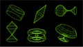 3D wireframe models of objects Network line.