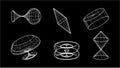 3D wireframe models of objects Network line.