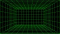 3D wireframe perspective grid room template design vector illustration background. Royalty Free Stock Photo